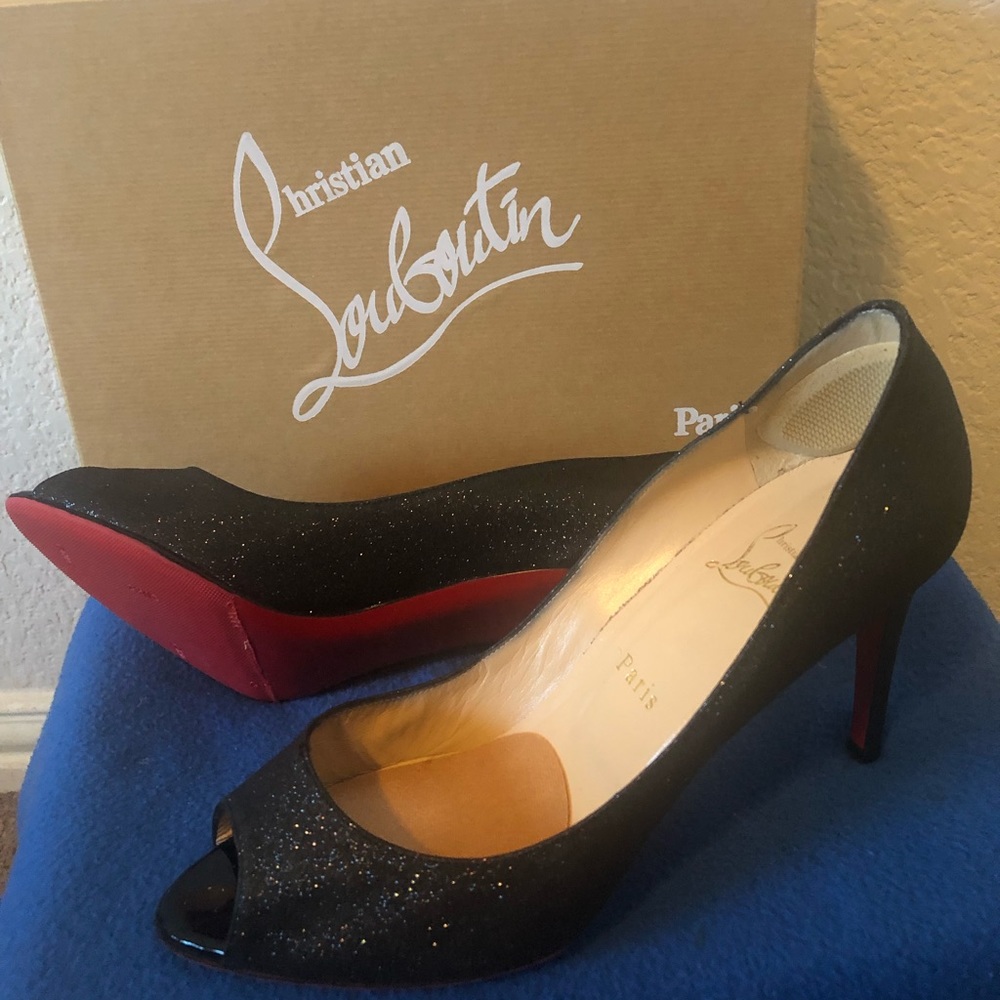 Christian LouBoutin Black Sparkle - Altadena 100 Pump - Size 41/ Size 11